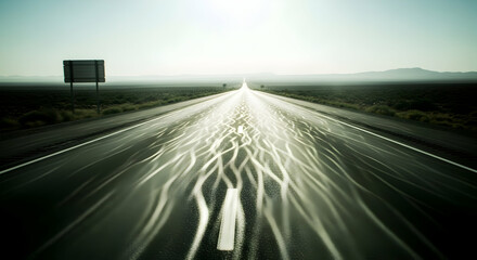 Abstract Route In The Desert Creates An Artistic Rendition Of Movement