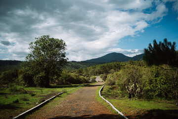 Road to the mountains as the storm approaches.