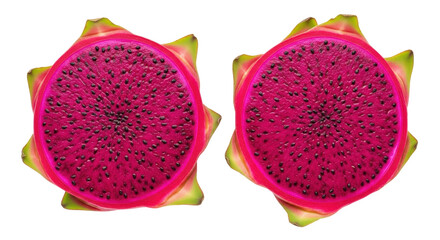 Isolated Dragon Fruit Halves