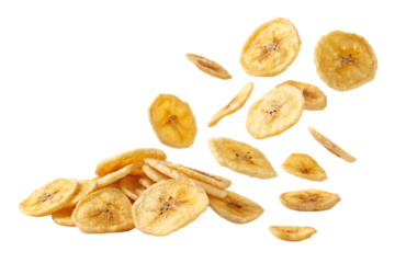Crispy banana chips floating on AI Generated by PNG