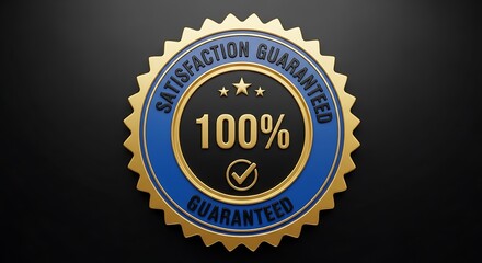 100 percent satisfaction guaranteed emblem on a black background