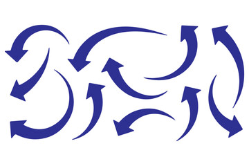 Dual sided arrow vector, icon, silhouette design. Semicircular curved thin, long double ended arrow vector design for website, app and logo design. Vector illustration of duel side