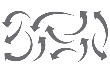 Dual sided arrow vector, icon, silhouette design. Semicircular curved thin, long double ended arrow vector design for website, app and logo design. Vector illustration of duel side