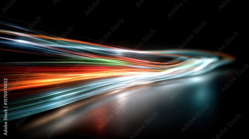 Aufkleber vibrant light trails flow through a dark background, illustrating a dynamic motion effect that captu