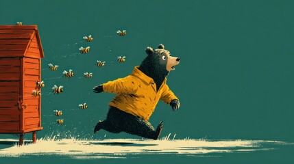 Bear running from bees