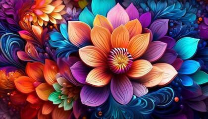 floral fantasy a vibrant tapestry of abstract flowers bursts with color inviting a sense of joy and imagination featuring vivid hues and organic shapes
