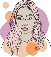 Stylized Japanese Girl with Fox Mask in Indigo and White Color Palette Vector Art