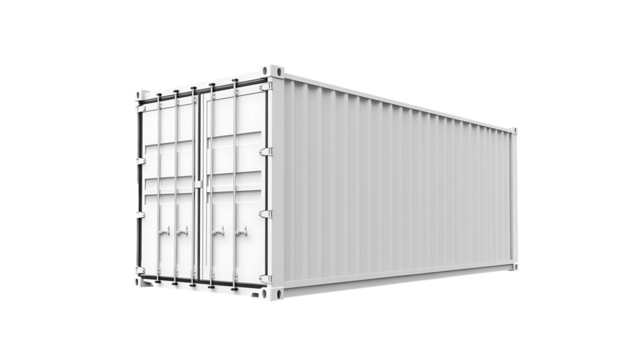 PPng of Large White Shipping Container Cargo Transport  Logistics on Transparent Background