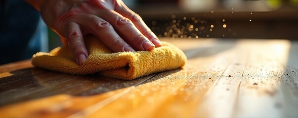 Polishing Wooden Surface to a High Shine Close-up Detail of Craftsmanship