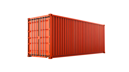 PPng of Large Red Shipping Container Global Trade and Logistics on Transparent Background