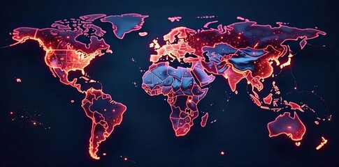 Global Interconnections A World Map Illustrating Complex International Trade, Communication, and Political Relationships