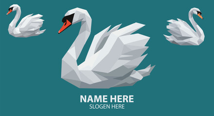 Geometric White Swan Illustration