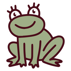 Happy green frog sitting with big eyes and smiling face. Child-friendly amphibian for nature-themed projects and kids’ decor