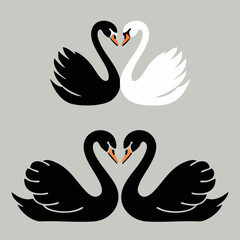 Elegant Black and White Swans Motif