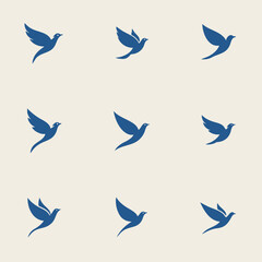 set of blue bird icons