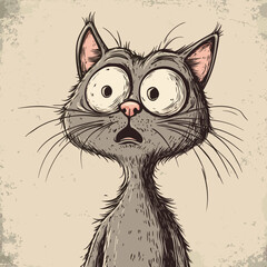 Cute surprised cartoon cat illustration