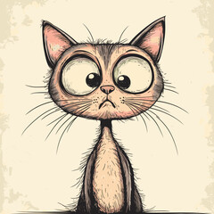 Cute surprised cartoon cat illustration