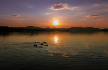 sunset on the lake