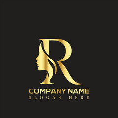 Letter R girl face logo design