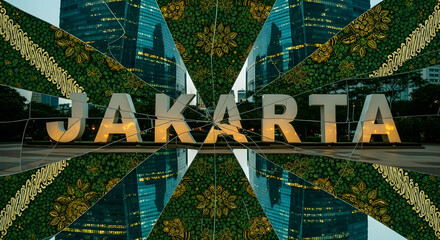 Captivating Jakarta Cityscape With Traditional Indonesian Batik And Modern Architecture