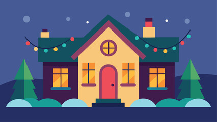 Fototapeta premium Magnificent House Exterior Extravagantly Decorated for Christmas