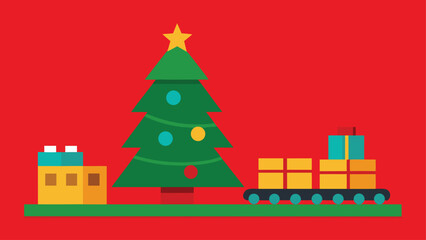 Charming Train Set Running Around a Giant Decorated Christmas Tree