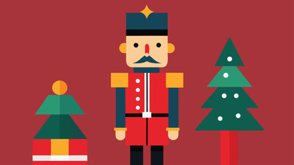 Elegant Stylized Illustration of The Nutcracker Soldier Ballet Character