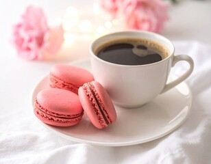 Pink macarons and coffee (1)