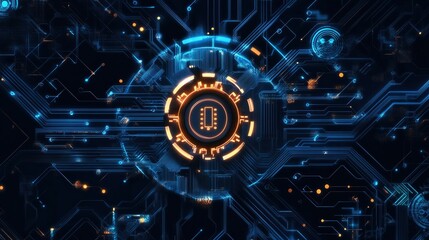 A glowing digital illustration of planet Earth surrounded by futuristic technological elements. This image represents global technology, data networks, and interconnected digital communication