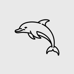 Fototapeta premium Minimalist line art of a dolphin jumping with a playful expression 
