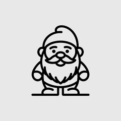 Naklejka premium Minimalist line art of a gnome with a beard and hat 
