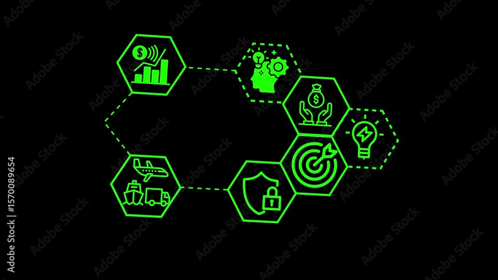 Poster digital business and technology interface animation,abstract business concept animation in hexagonal