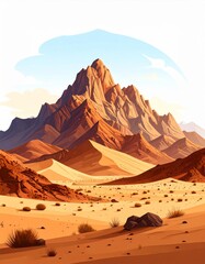 Naklejka premium Pixel Art Desert Mountain Landscape