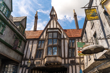 Fototapeta premium Orlando, FL, USA - June 25, 2025: Diagon Alley at The Wizarding World of Harry Potter, Universal Studios Orlando