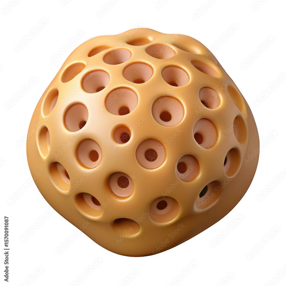 Fototapete Abstract 3d render of honeycomb sphere isolated on transparent background