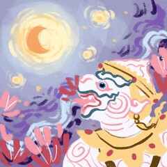 Hanuman monkey pastel cartoon graphic