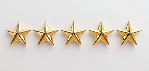 The golden stars arranged in a stylish, elegant line for decoration.
