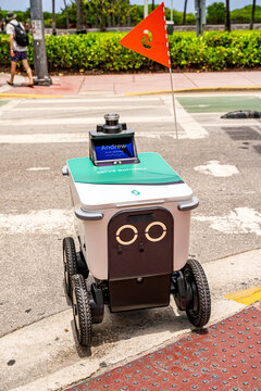 Delivery Robot Operating in Miami, Autonomous Service Technology