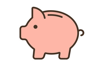 Obraz premium A simple vector illustration of a piggy bank in flat linework style is presented