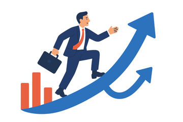 Direction change and improved economic outcomes are depicted in a business vector illustration