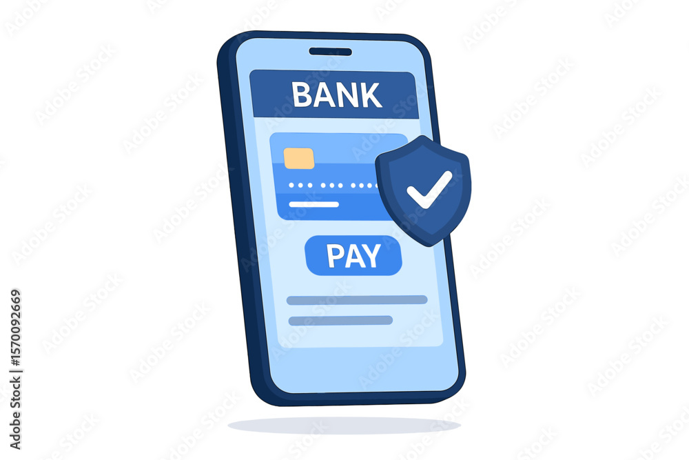 Aufkleber a smartphone and internet banking application from a perspective viewpoint, incorporating online pay