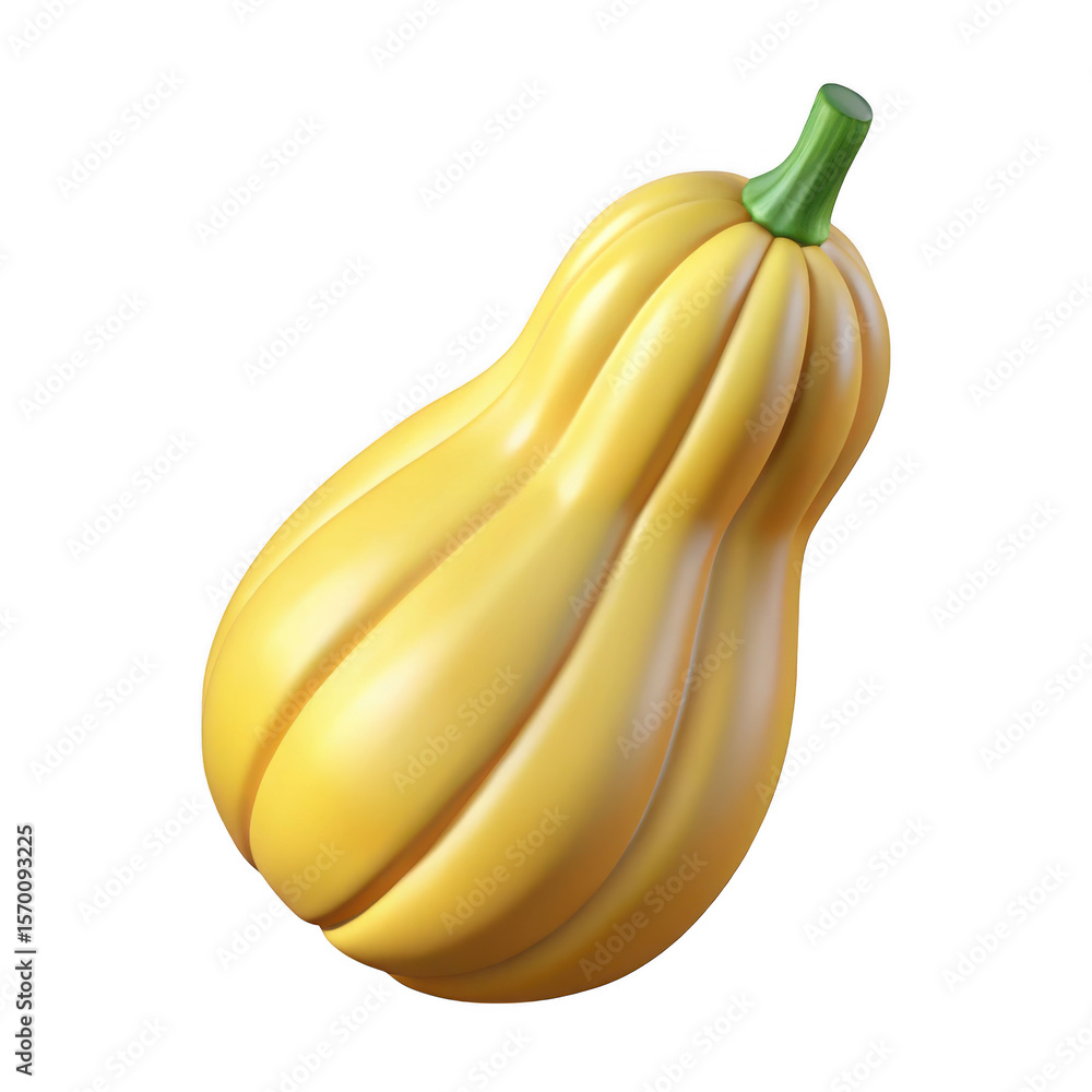 Poster yellow squash gourd 3d render isolated on transparent background