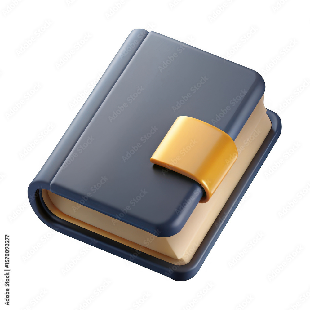 Poster 3d render of a dark blue notebook isolated on transparent background