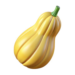 Yellow squash gourd 3d render isolated on transparent background