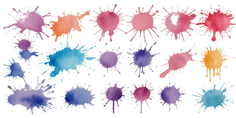 Set of colorful abstract watercolor splash brush strokes vector background. Colors watercolor paint stains vector texture background.