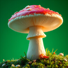 macro of poisonous mushroom growing out of ground with green screen background. JPEG, 4.5MB, 3600x3600px, 12x12in, 300p/i