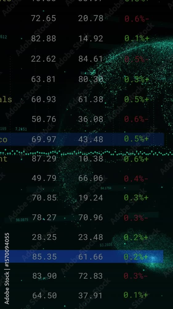 Aufkleber animation of financial data processing over globe