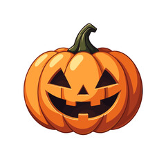 Smiling carved pumpkin with face for Halloween decoration on a light background
