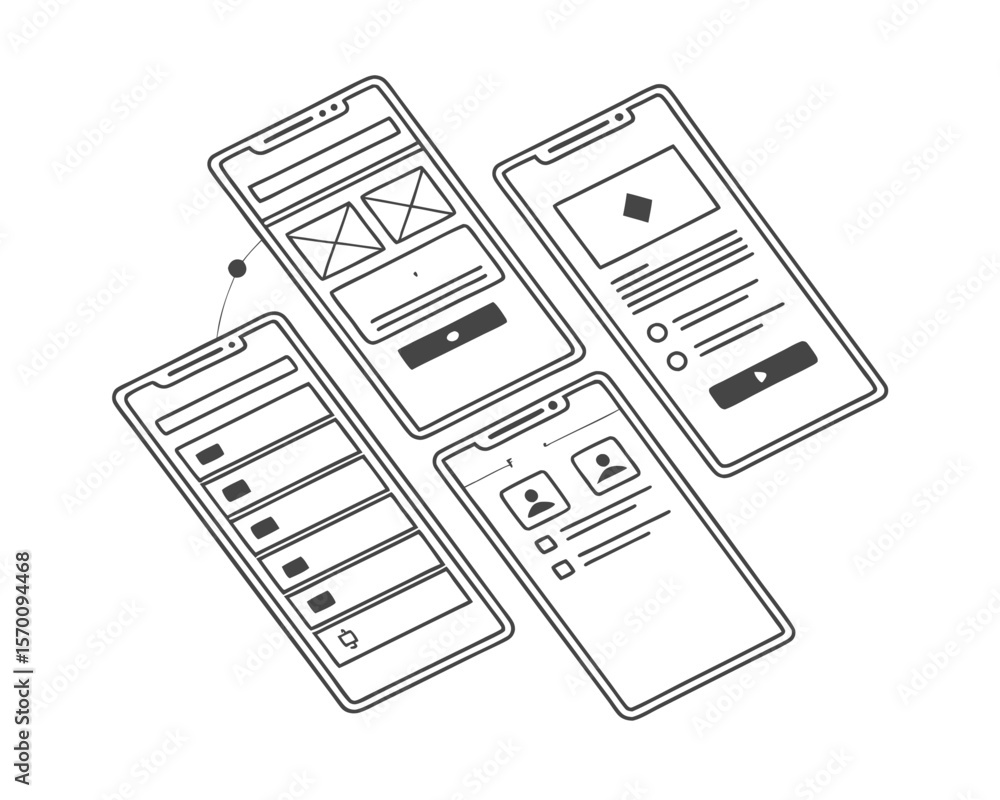 Wall mural mobile app interface design wireframes for user experience