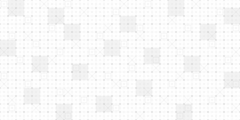 Seamless futuristic tech grid pattern with HUD lines, radar textures and digital dots. Abstract black and white interface for virtual dashboards, military UI, VR charts or sci fi game backgrounds.